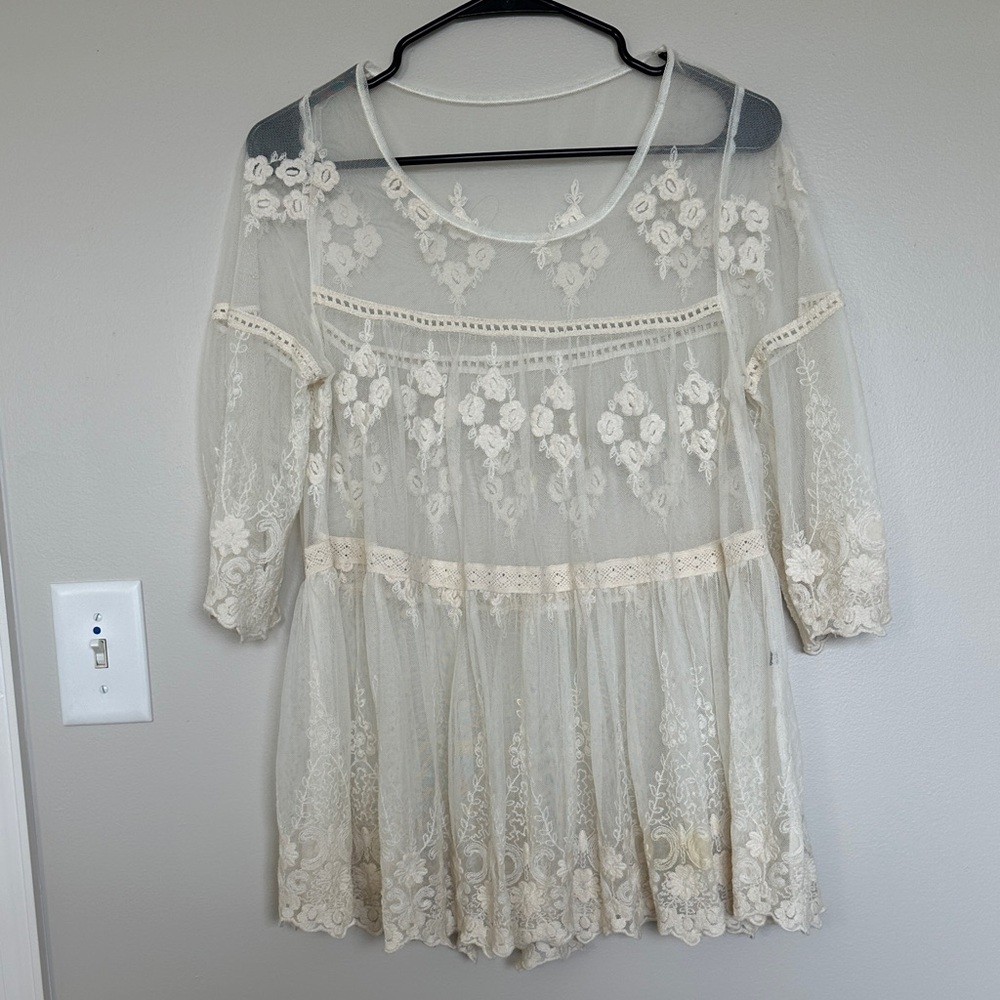 Elegant Sheer Lace Blouse